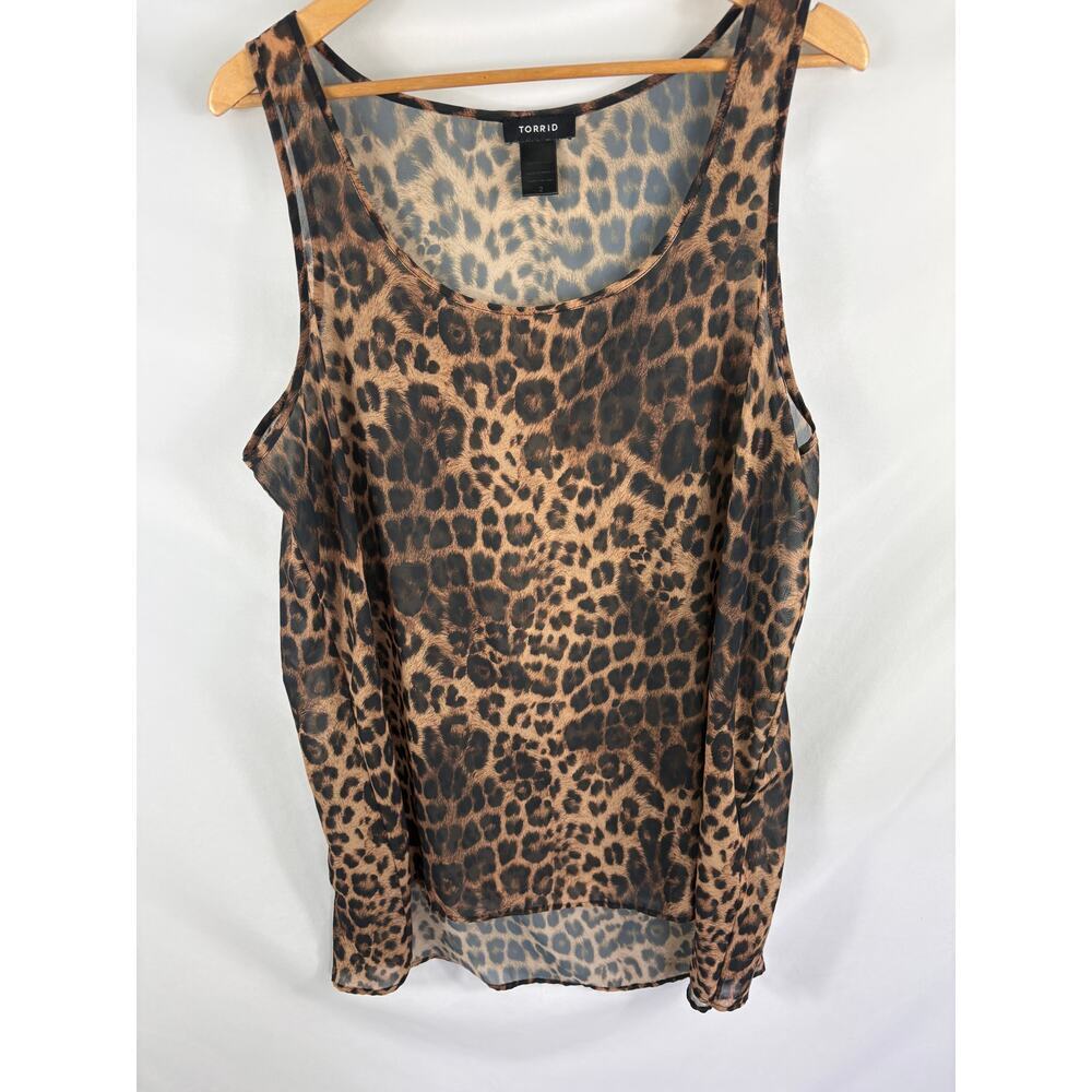 Torrid Semi Sheer Animal Print Longline Tank Size 2X